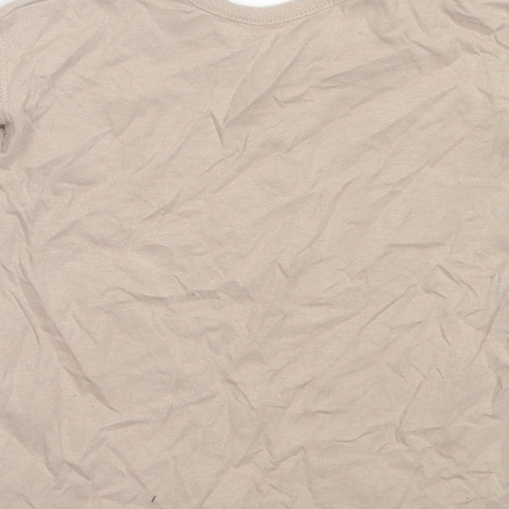 George Boys Beige Cotton Basic T-Shirt Size 9-12 Months Crew Neck Pullover