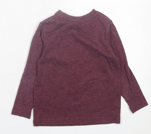 Dunnes Stores Boys Purple Cotton Basic Casual Size 3 Years Crew Neck Pullover - Dinosaur Christmas