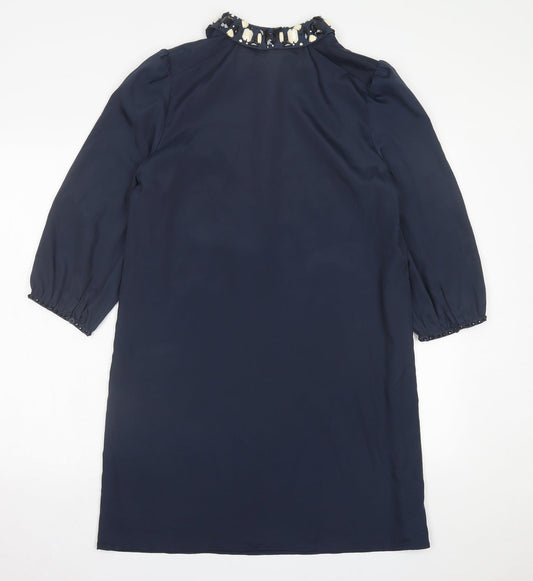 NEXT Womens Blue Polyester A-Line Size 12 Collared Button