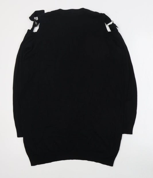 Anthology Womens Black Round Neck Cotton Pullover Jumper Size 12