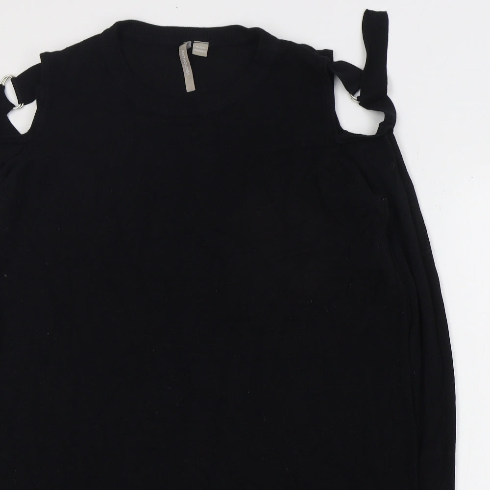 Anthology Womens Black Round Neck Cotton Pullover Jumper Size 12