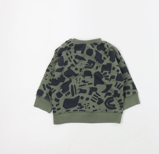 NEXT Baby Green Geometric Cotton Pullover Jumper Size 6-9 Months Snap