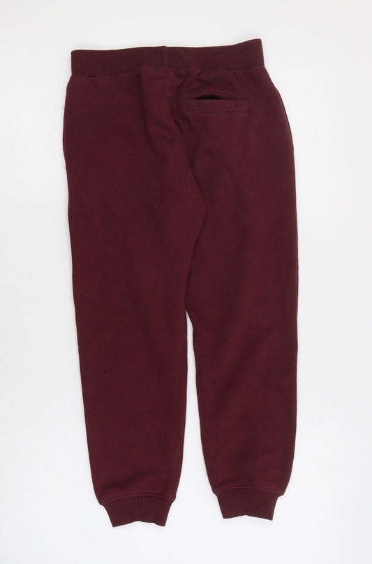 New Look Girls Red Cotton Jogger Trousers Size 9 Months Regular Drawstring