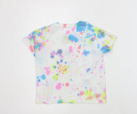 Hanes Girls Multicoloured Cotton Basic T-Shirt Size XS Crew Neck Pullover - Tie-dye