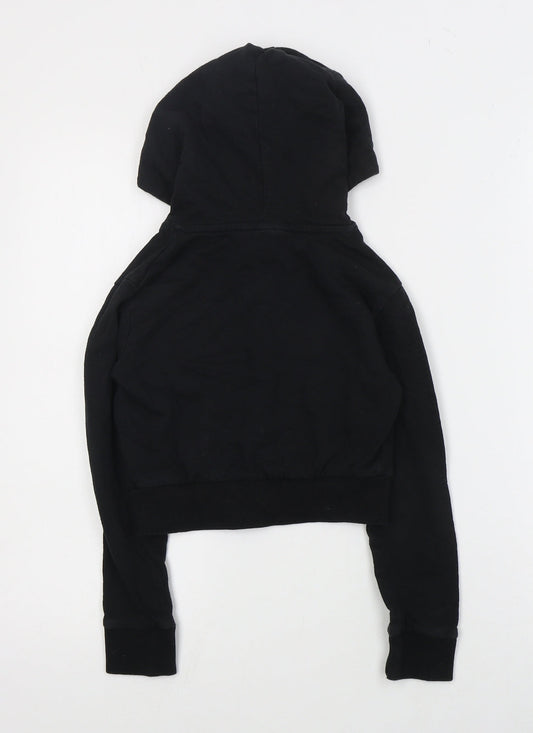 Closure Girls Black Cotton Pullover Hoodie Size 8 Years Pullover - Cropped