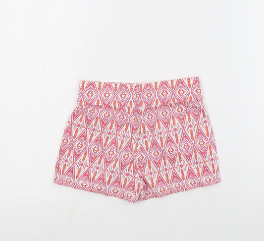 Dunnes Girls Red Geometric Cotton Hot Pants Shorts Size 5 Years Regular
