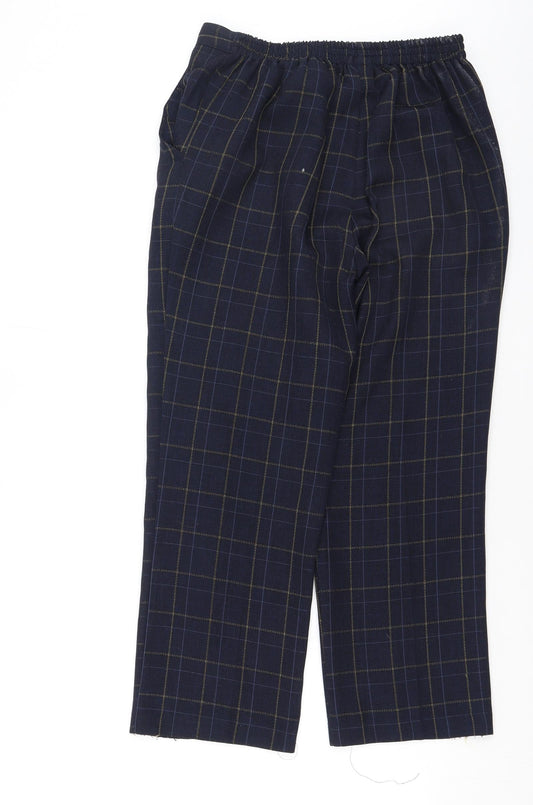 Damart Womens Blue Plaid Polyester Trousers Size S L26 in Regular