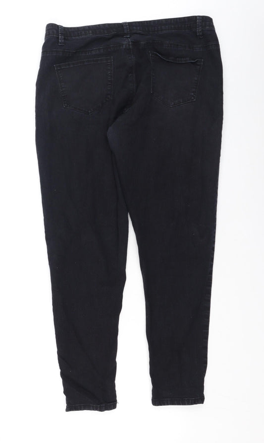 Denim & Co. Womens Black Cotton Straight Jeans Size 14 L26 in Regular
