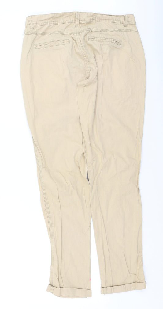 International Womens Brown Cotton Trousers Size 8 L28 in Regular