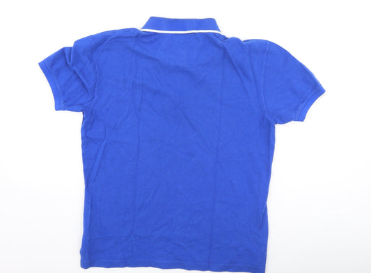 Canterbury Mens Blue Cotton Polo Size S Collared