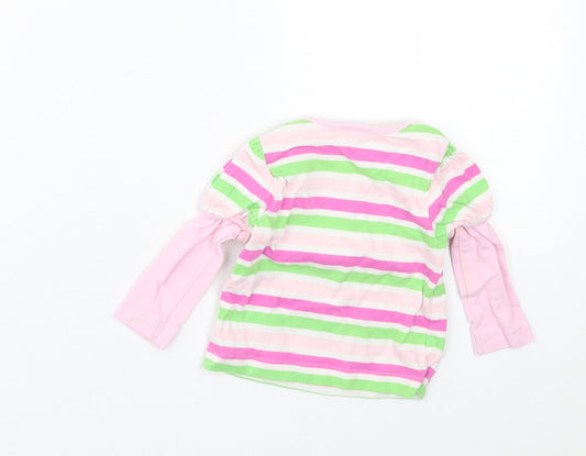 TU Girls Multicoloured Striped Cotton Basic Casual Size 3-6 Months Crew Neck Pullover