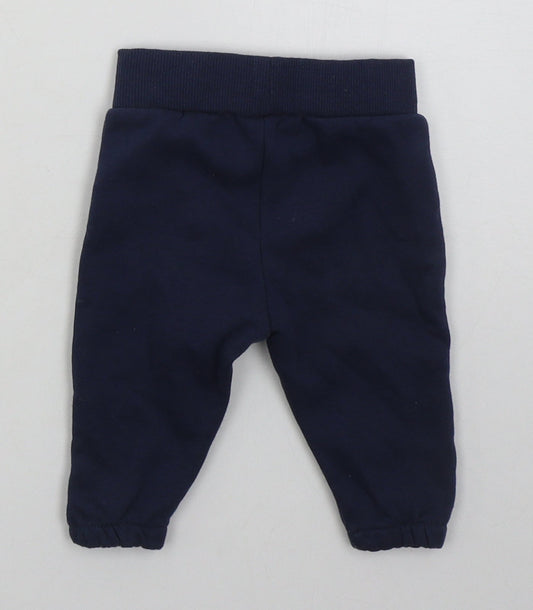 Primark Boys Blue Cotton Sweatpants Trousers Size 6-9 Months Drawstring - Mickey Mouse