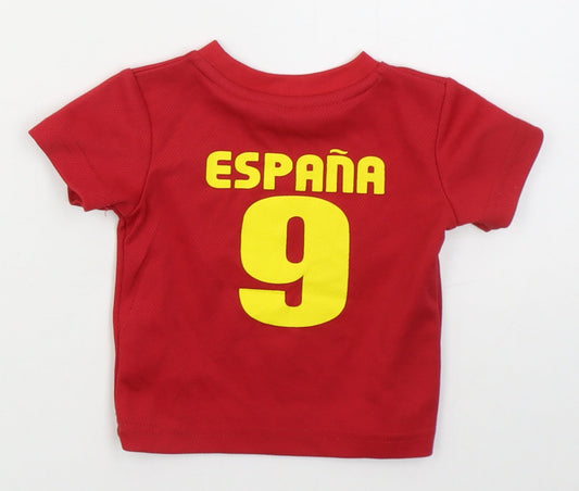 Dunnes Boys Red Polyester Basic T-Shirt Size 6-9 Months Crew Neck Pullover - Espana