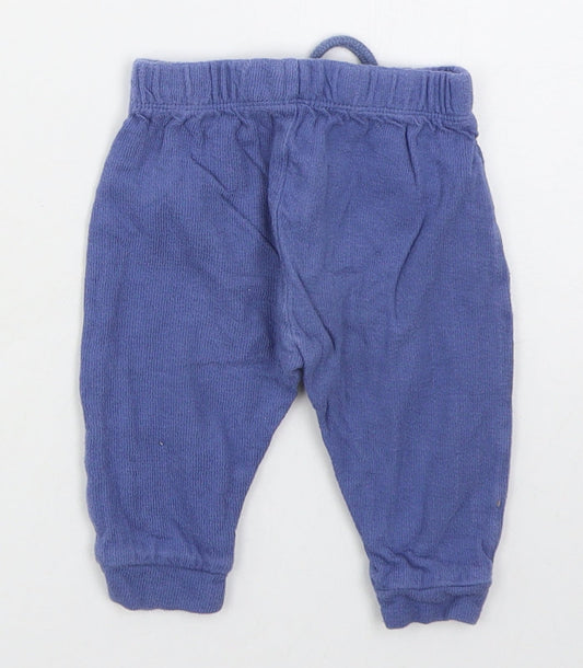 Mini Club Boys Blue Cotton Sweatpants Trousers Size 3-6 Months Drawstring