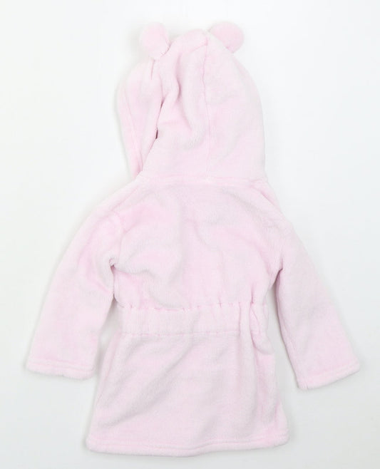 CBG Girls Pink Solid Polyester Kimono Robe Size 9-12 Months Tie - Tatty Teddy