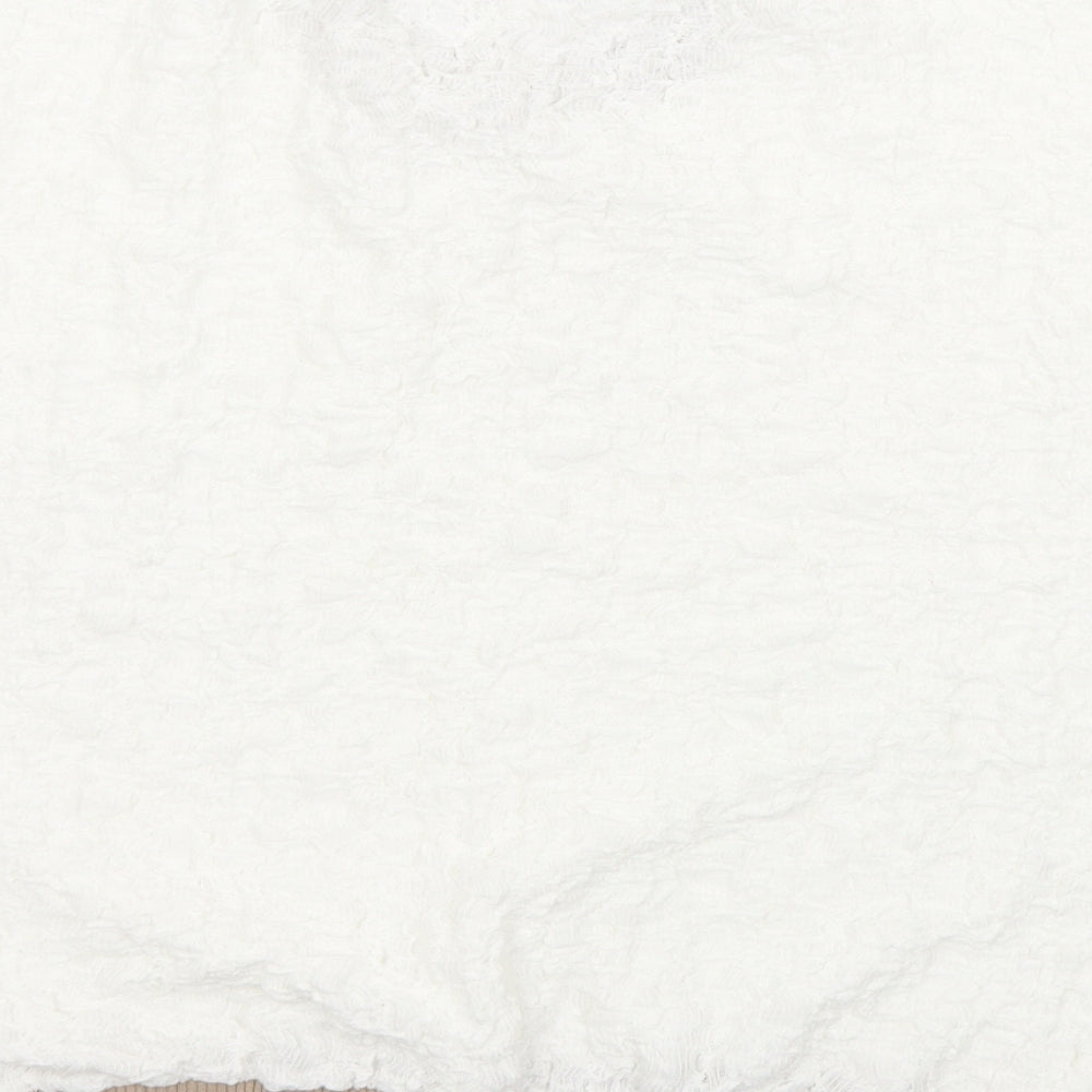 Preworn Womens White Polyester T-Shirt Size S Crew Neck