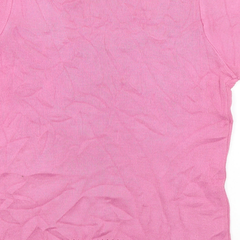 BHS Womens Pink Scoop Neck Acrylic Pullover Jumper Size 12