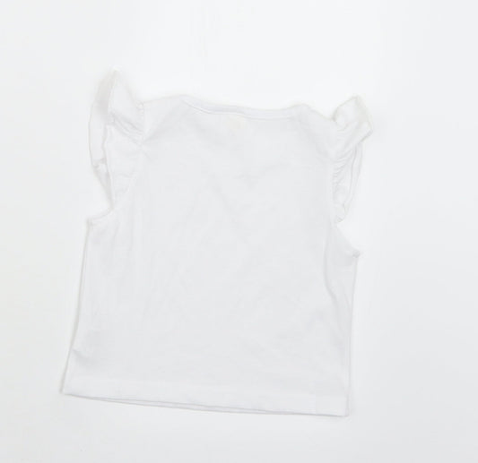 SheIn Girls White Polyester Basic T-Shirt Size 3-4 Years Round Neck