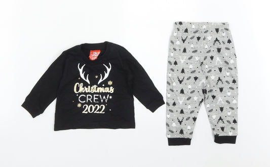 B&M Baby Black Cotton Trousers Outfit/Set Size 6-9 Months - Christmas Pyjama set