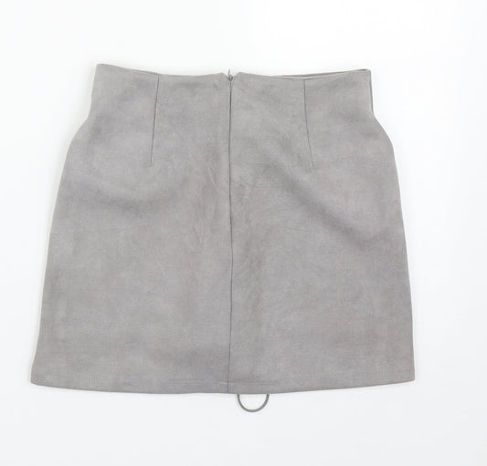 Prewron Womens Grey Polyester A-Line Skirt Size 26 in Zip