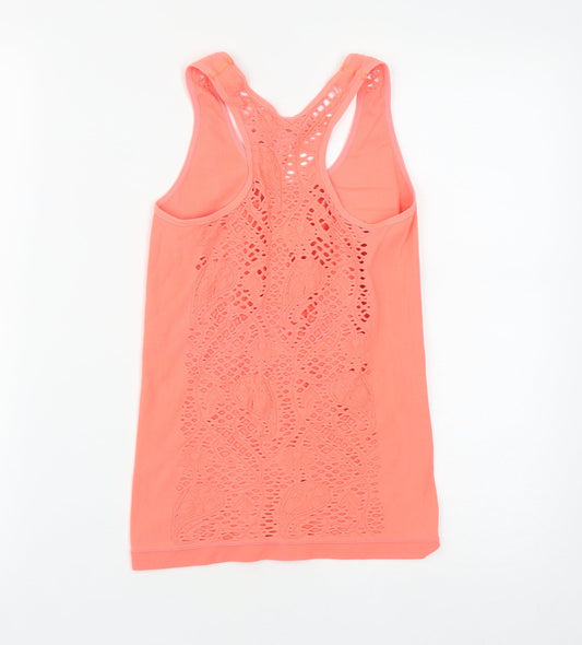 Preworn Womens Orange Polyester Basic Tank Size S Round Neck
