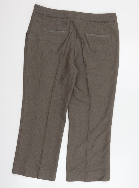 NEXT Womens Brown Polyester Cropped Trousers Size 12 L24 in Regular Zip