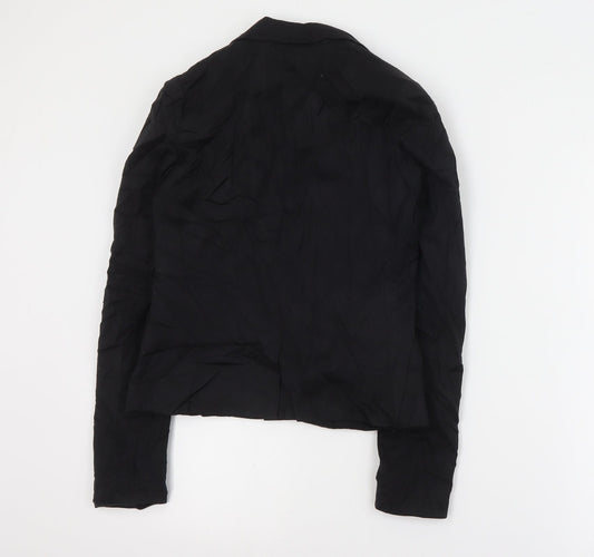 H&M Womens Black Jacket Blazer Size 8 Button