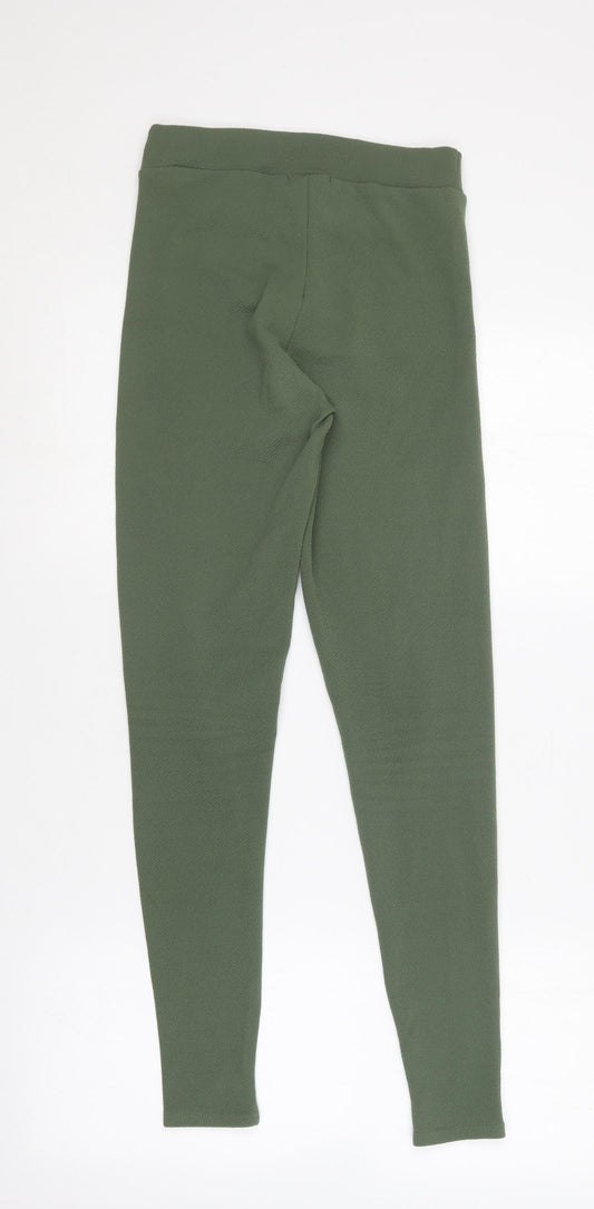 PRETTYLITTLETHING Womens Green Polyester Jegging Trousers Size 10 L27 in Regular