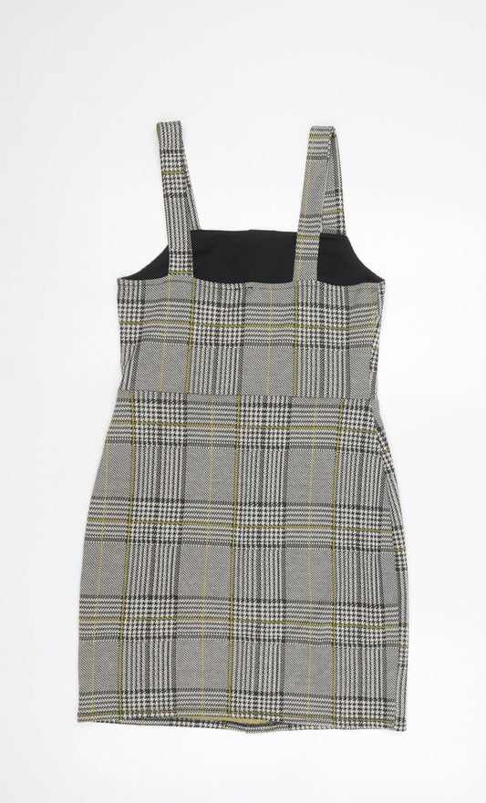 River Island Womens Multicoloured Plaid Polyester Bodycon Size 10 Square Neck