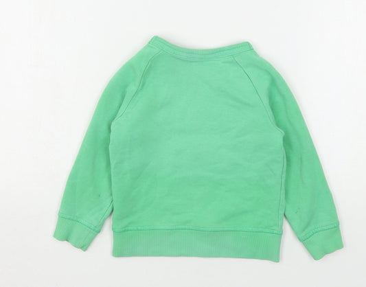H&M Boys Green Cotton Pullover Sweatshirt Size 2 Years