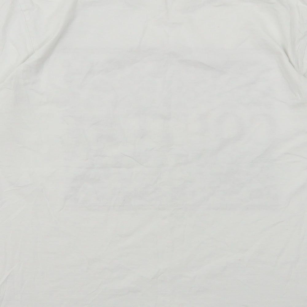 Stylewise Womens White Animal Print Cotton Basic T-Shirt Size S Round Neck