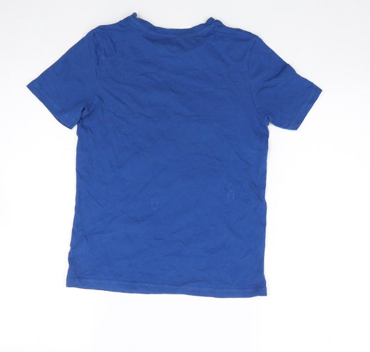 F&F Boys Blue Cotton Jersey T-Shirt Size 9-10 Years Crew Neck Pullover