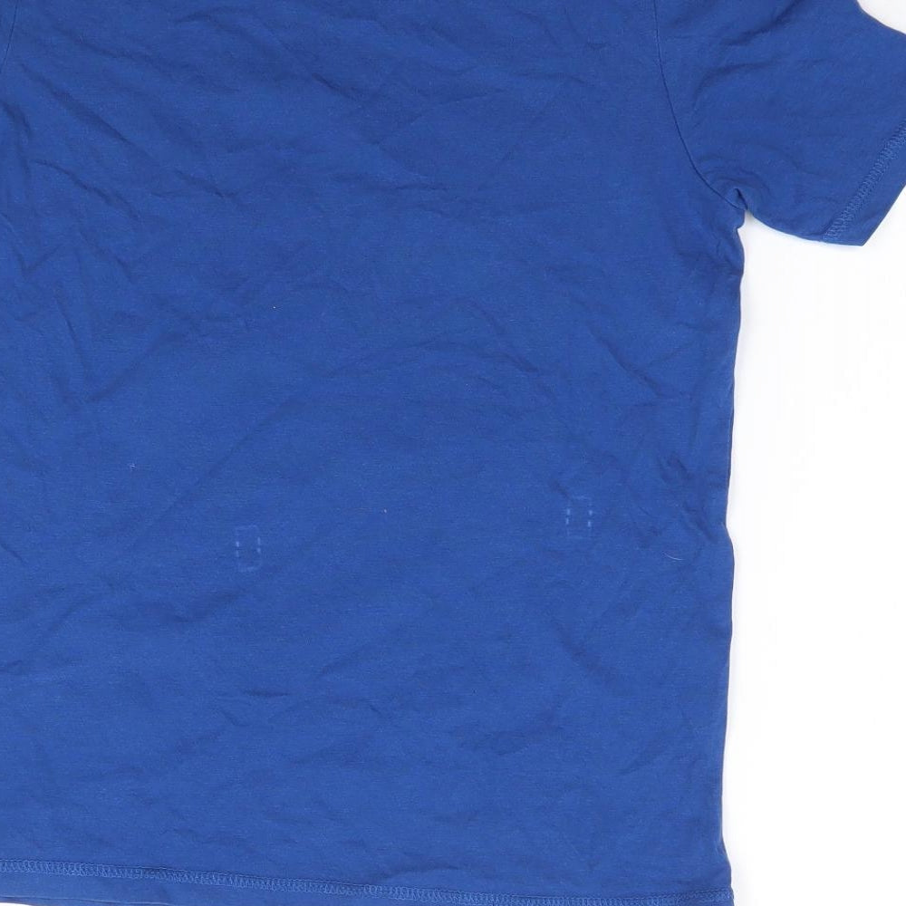 F&F Boys Blue Cotton Jersey T-Shirt Size 9-10 Years Crew Neck Pullover
