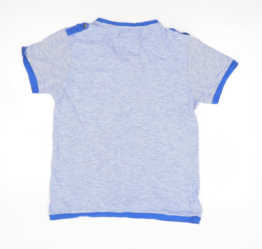 Dissident Mens Blue Striped Cotton T-Shirt Size S V-Neck