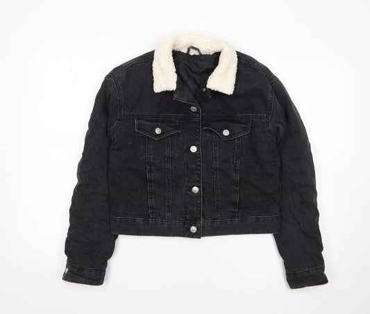 Topshop Womens Black Jacket Coat Size 6 Button