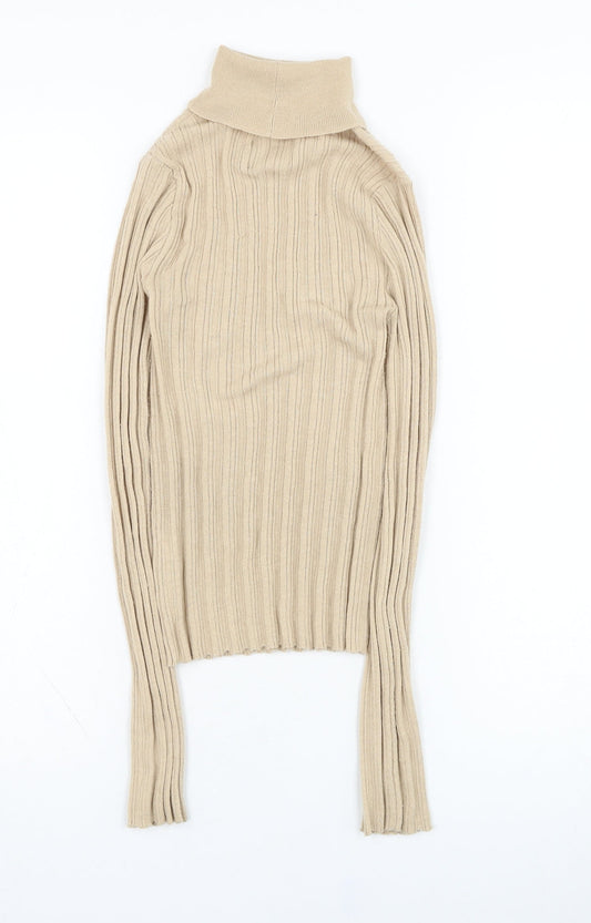 ASOS Womens Beige Roll Neck Polyester Pullover Jumper Size 4