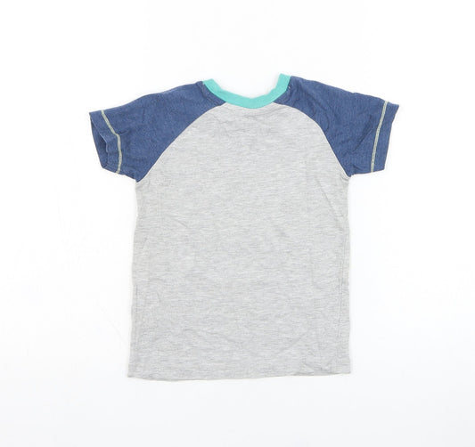 Matalan Boys Grey Cotton Basic T-Shirt Size 2-3 Years Round Neck Pullover - Alligator