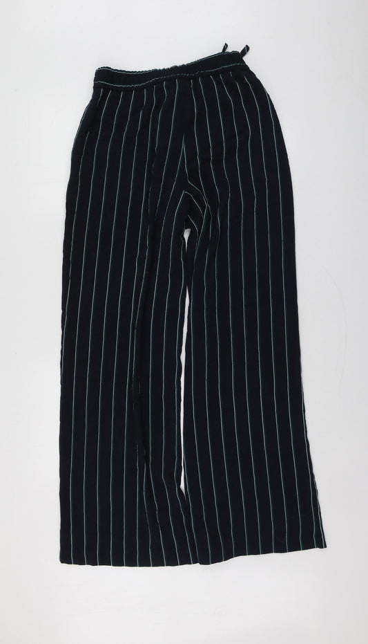 Carolina Belle Womens Blue Striped Polyester Trousers Size M L30 in Regular