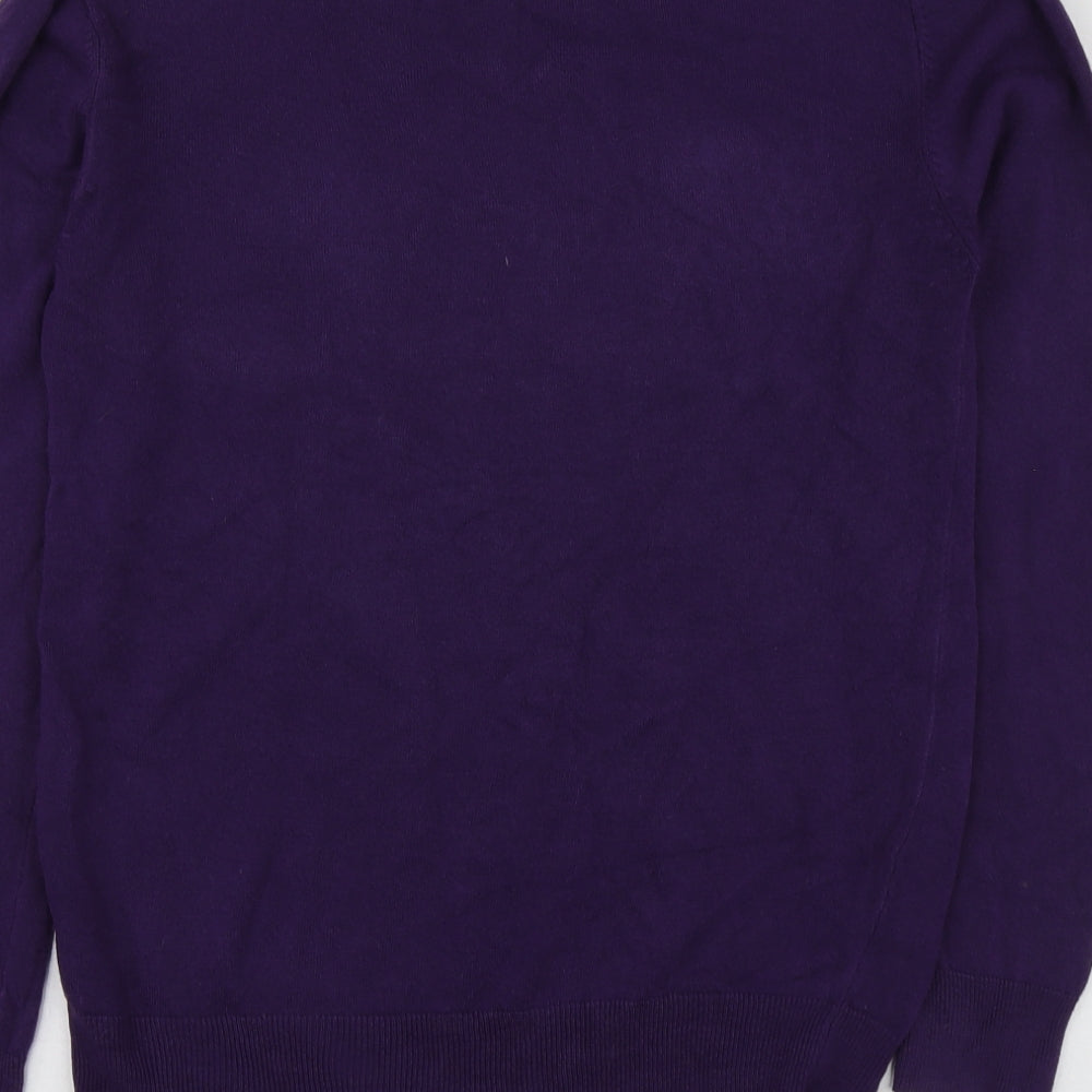 Cedar Wood State Womens Purple V-Neck Acrylic Pullover Jumper Size S