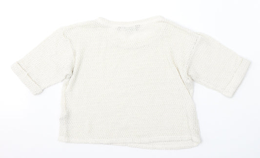 915 Generation Girls White Round Neck Polyester Pullover Jumper Size 12-13 Years