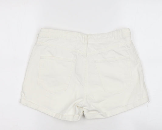 Preworn Womens White Cotton Cargo Shorts Size M Regular