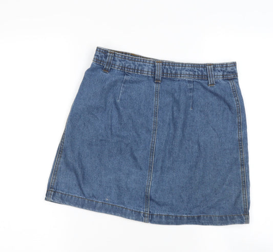 JACQUELINE D YONG Womens Blue Cotton Blend A-Line Skirt Size XS