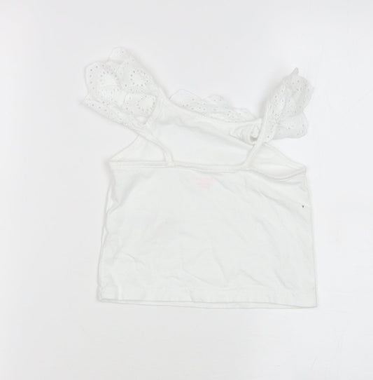 primrk Girls White Cotton Basic Blouse Size 2-3 Years Square Neck