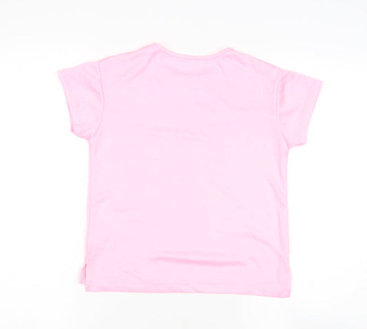 Dunnes Stores Girls Pink Polyester Basic T-Shirt Size 8-9 Years Round Neck