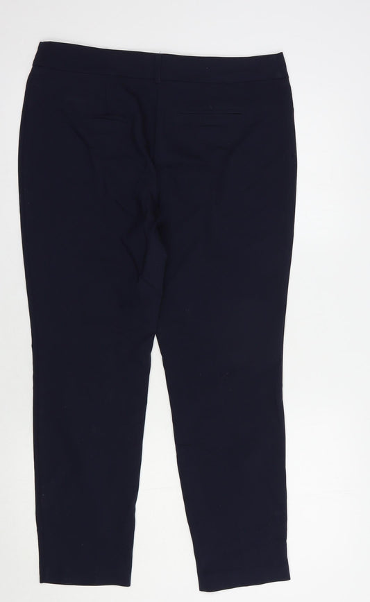 Papaya Womens Blue Cotton Dress Pants Trousers Size 12 L27 in Regular Hook & Eye