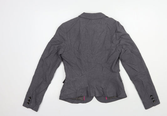 H&M Womens Grey Jacket Blazer Size 8 Button