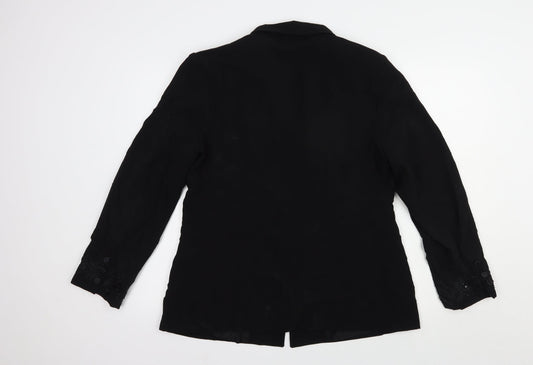 Mosaic Womens Black Jacket Blazer Size 16 Button