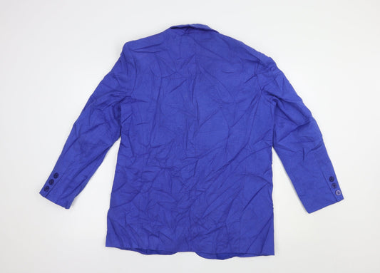 Preworn Womens Blue Jacket Blazer Size 12 Button
