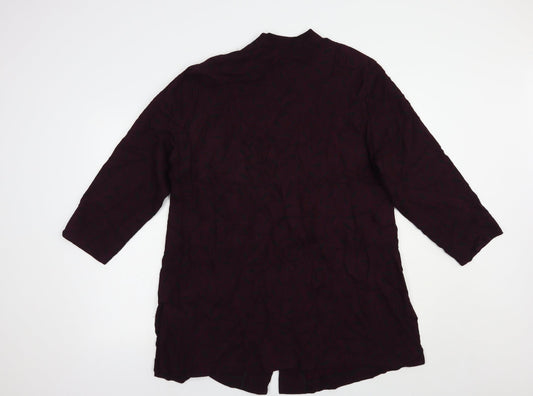 essence Womens Purple Floral Jacket Blazer Size L Button