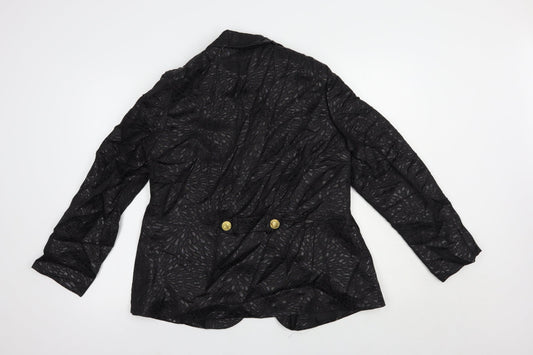 Joanna Hope Womens Black Floral Jacket Blazer Size 14